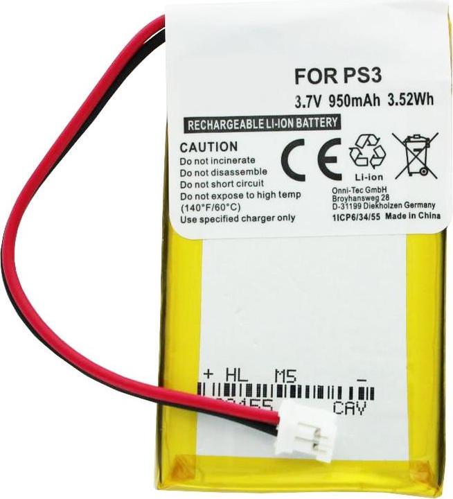 Actual product image Sony Battery PS3 SIXAXIS Wireless Controller Battery LIP1859, CS-SP130SL, LIS1359, LIP1472 (1 pcs., Device specific, 1200 mAh)