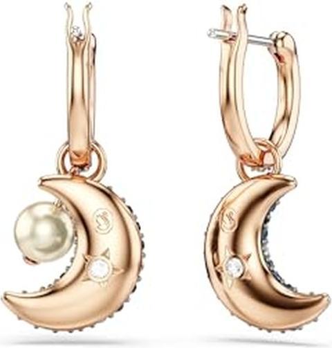 Image du produit Swarovski Luna Drop Boucles d'oreilles Design asymétrique Lune or rose (Émail, Métal Swarovski)