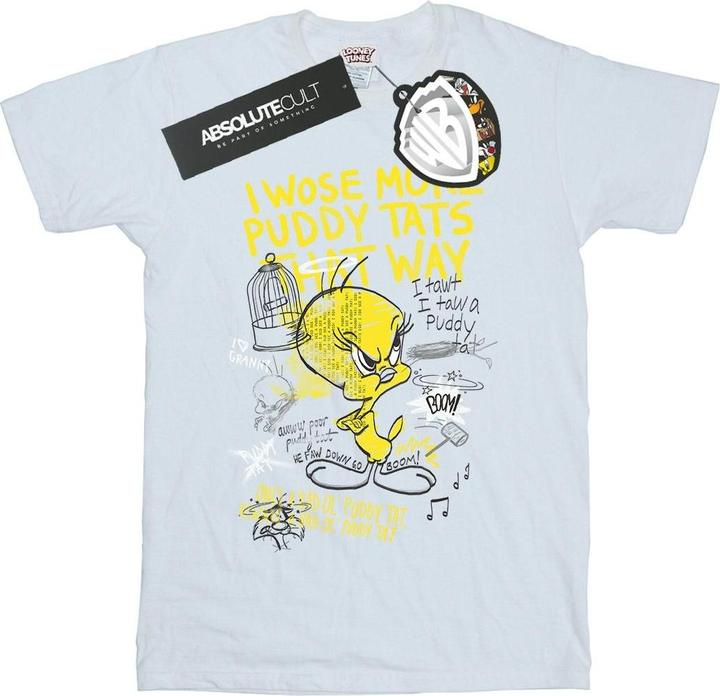 Actual product image Looney Tunes Mens More Puddy Tats Tweety Cotton T-Shirt (XL)