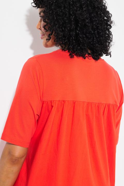 Produktbild Ulla Popken T-Shirt, Materialmix, A-Linie, V-Ausschnitt, Halbarm (50, 52)