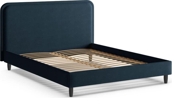 Actual product image Micadoni Storage Bed With Headboard, "Aveline", Satin Blue, 214x175x117 Made in Europe (160 x 200 cm)