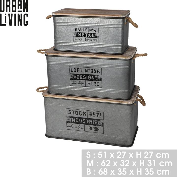 Produktbild Urban Living Metallbox-Set mit Holzdeckel (3x)