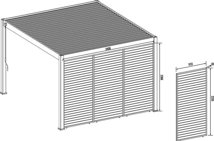 Actual product image Weide Vertical slatted wall 1.23m for Deluxe Plus pergola white (238 cm, 123 cm)