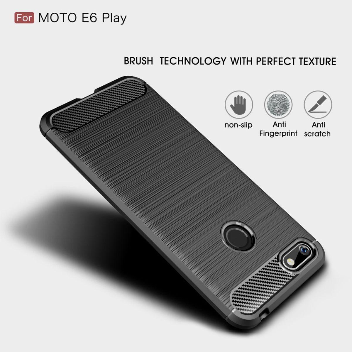 Thumbnail - König Design Hülle Handy Schutz für Motorola E6 Play Case Cover Bumper Carbon Optik TPU Blau (Motorola Moto E6 Play), Sm...