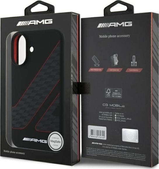 Actual product image Mercedes AMG AMHMP16S2SCFR iPhone 16 6,1" czarny/black hardcase Checkered Flag Pattern MagSafe (Apple iPhone 16)