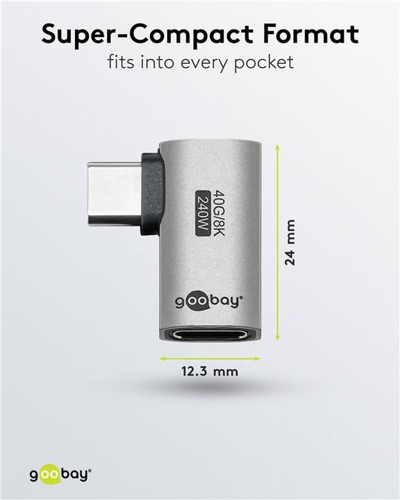 Actual product image Goobay USB-C adapter horizontal 90°, USB4 (USB-C, USB-C)