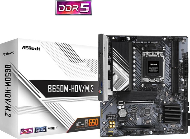 Image du produit AsRock B650M-HDV/M.2 AM5 détail (AM5, AMD B650, mATX)