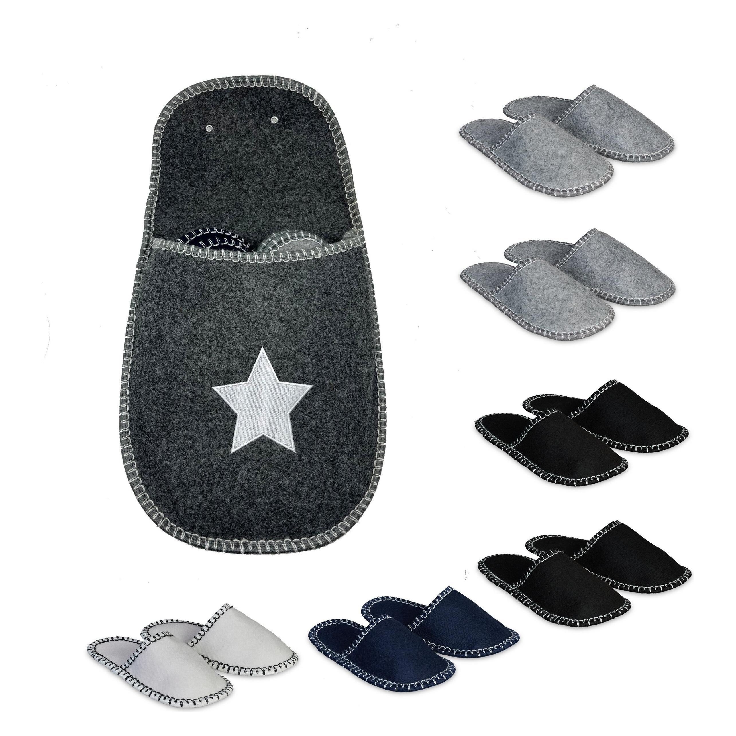 Relaxdays, Unisex, Pantoffels, 6x Gästehausschuhe, Grijs, Blauw, Wit, Zwart, (36, 39, 40, 42, 43, 45)