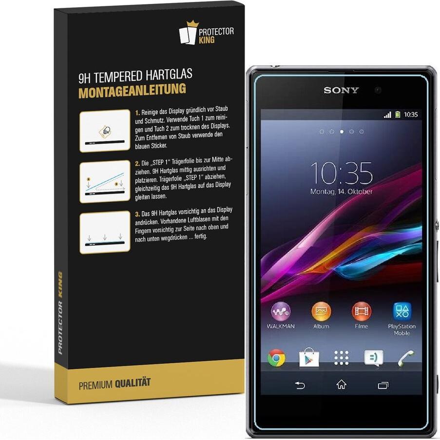 Thumbnail - Protectorking 2x echtes Tempered 9H Panzerhartglas 3D KLAR (2 Stück, Sony Xperia Z1 Compact), Smartphone Schutzfolie, Tr...