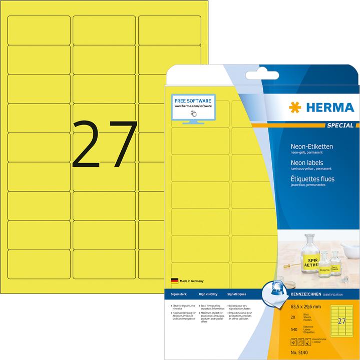 Produktbild HERMA Neon Etiketten A4