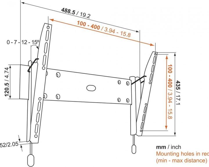 Actual product image Physix PHW-200L, tilting wall mount for TVs up to 50". (Wall, 50", 45 kg)