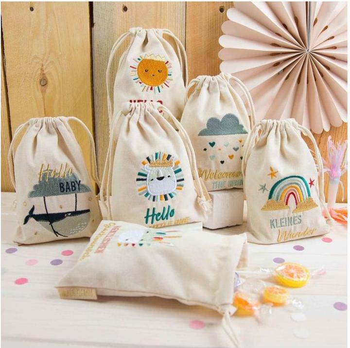 Image du produit Papierdrachen Sacs en lin anniversaire baleine set de 6 (Pochette cadeau, 6 x)