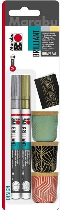 Actual product image Marabu BRILLIANT painter lacquer pencil (Silver, Gold, 2 mm, 2 x)