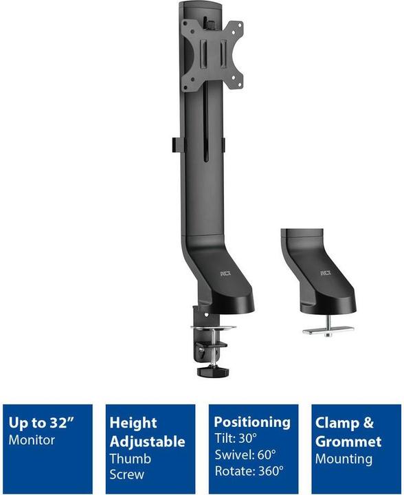 Produktbild Monitor Desk Mount, 1 screen up to 32ö, with thumb screw (Tisch, 32")