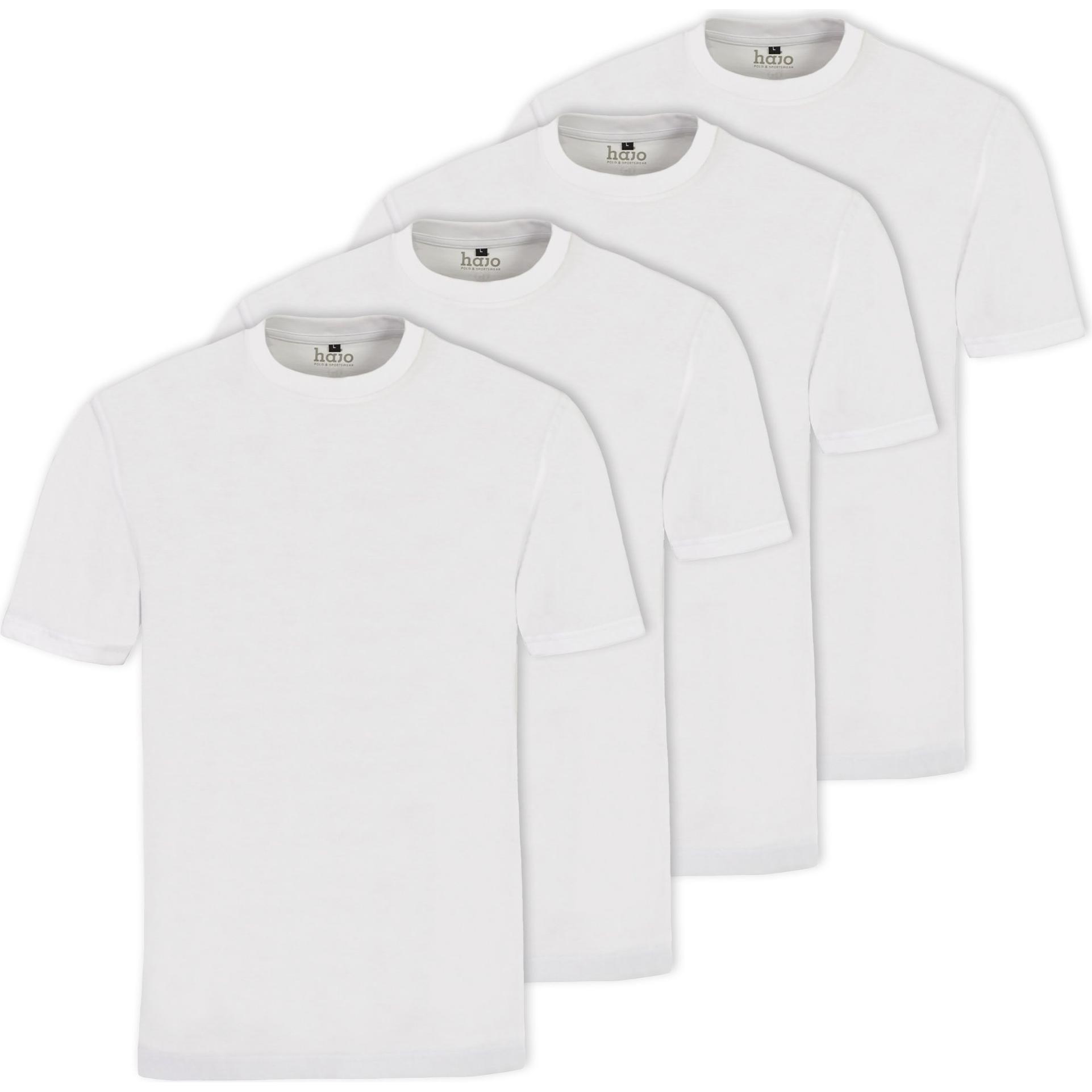 Hajo, Herren, Shirt, Viererpack Rundhals, Weiss, (L)