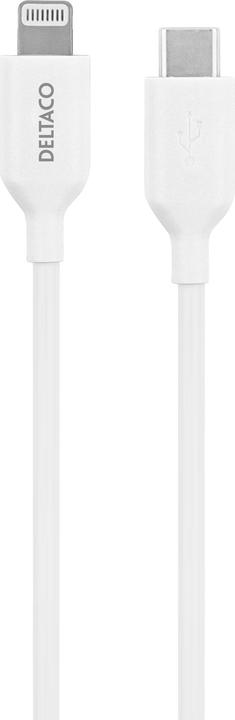 Actual product image Deltaco Lightning cable USB-C - Lightning, 2m, Apple C94 chipset FSC-labeled package, white (2 m, USB 2.0)