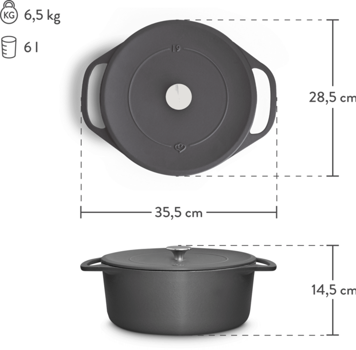 Image du produit Springlane Cocotte Clara 6L (28 cm, Cocotte + faitout, Fonte)