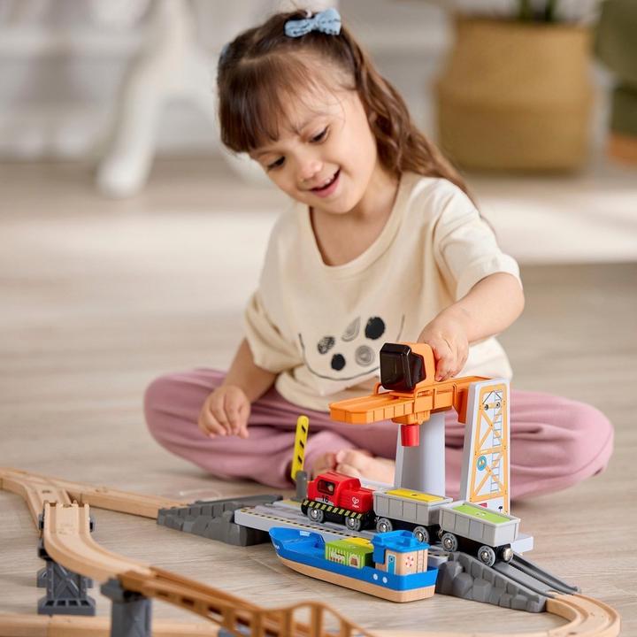 Actual product image Hape Sea + Rail Cargo Transportation Set