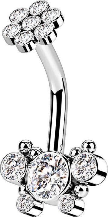 Immagine prodotto Star Piercing Filetto interno di banana, fiore e farfalla in cristallo d'argento (senza ottone, Acciaio chirurgico 316L)