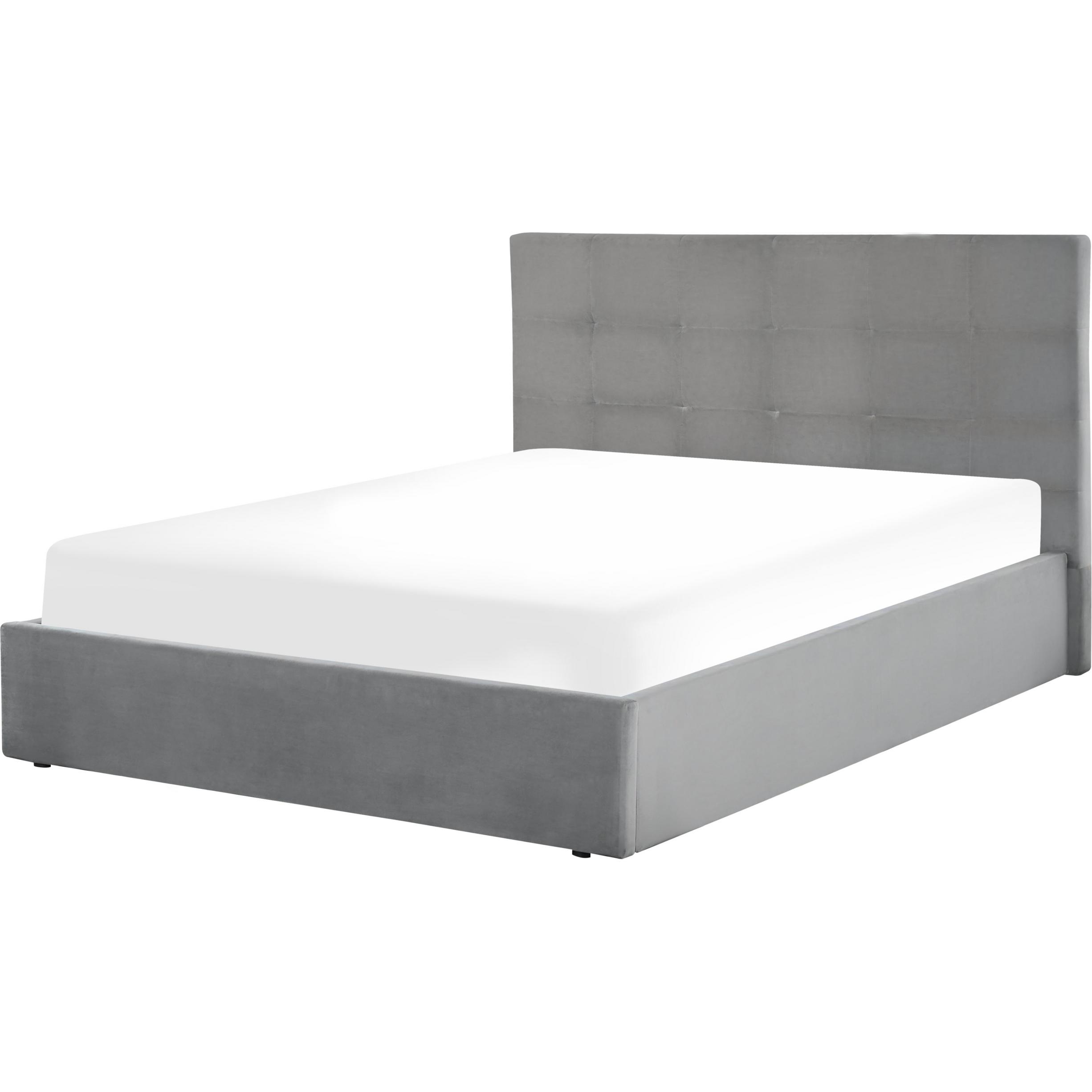Beliani, Bett, Polsterbett Samtstoff grau mit Stauraum 140 x 200 cm LORIENT (140 x 200 cm)