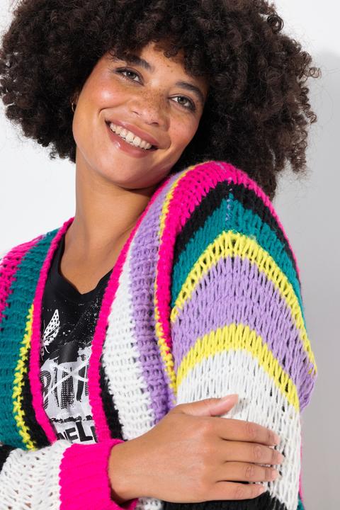 Produktbild Angel of Style Strickjacke, Straight Fit, bunten Streifen, Ballonärmel (50, 52)