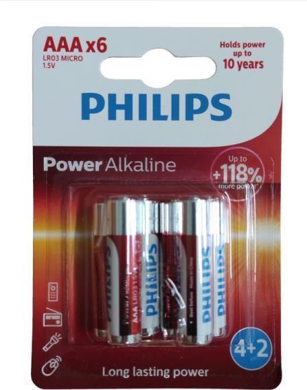 Actual product image Philips Power Alkaline (6) LR03P6BP/10 (6 pcs., AAA)
