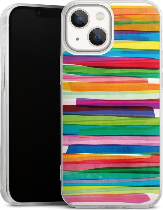 Produktbild DeinDesign Slim Case für Apple iPhone 13 Mini Silikon Hülle Ultra Dünn Handyhülle Streifen Wasserfarbe bunt (Apple iPhone 13 mini)
