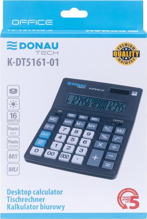 Produktbild Donau Bürorechner tech, 16-stelliges display, masse 201x155x35mm, schwarz (Batterien, Solarzellen)