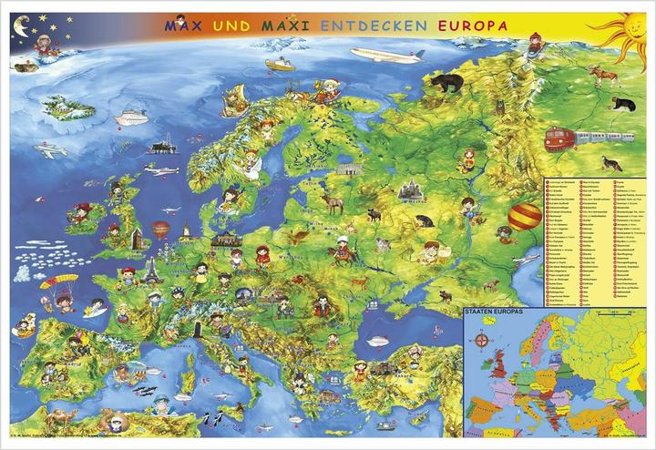 Mappa dell'Europa per bambini. Poster con mappa a muro