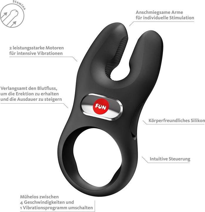 Actual product image Fun Factory - Nos Pro Vibrierender Pennisring Schwarz