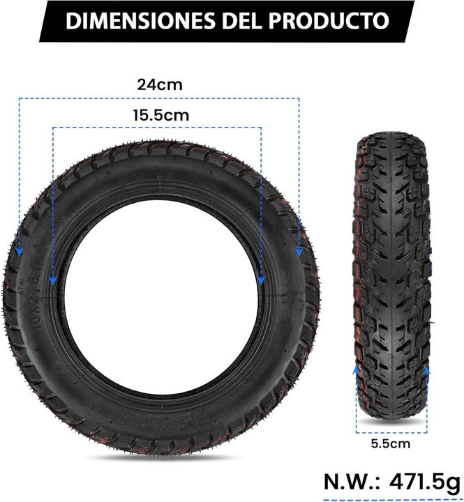 Actual product image Anseni E-Scooter Reifen-Set 10 Zoll