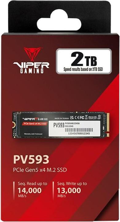 Produktbild Patriot PV593P2TBM28HPV593, VIPER 2TB M.2 2280PCIE Gen5 x4SSD (2000 GB, M.2)