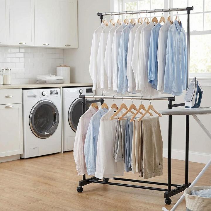 Actual product image Homeline Adjustable double clothes rack