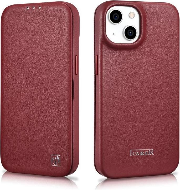 Actual product image iCarer CE Premium Leather Folio Case iPhone 14 Plus Magnetic Flip Leather Folio Case MagSafe Red (WM (Apple iPhone 14 Plus)
