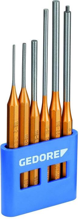 Image du produit Gedore Jeu de chasse-goupilles avec support PVC, 6 pièces, forme longue, acier/peinture, argent/cuivre