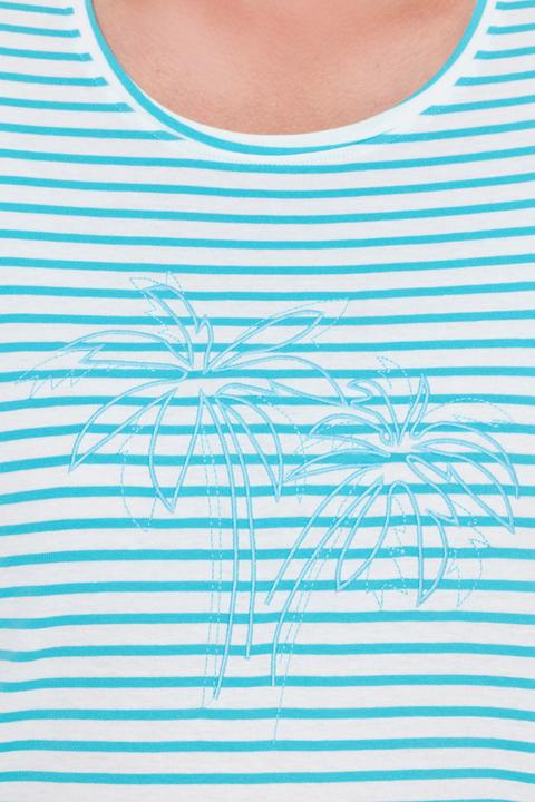 Produktbild Ulla Popken T-Shirt, Ringel, Palmenstickerei, Rundhals, Halbarm (56)