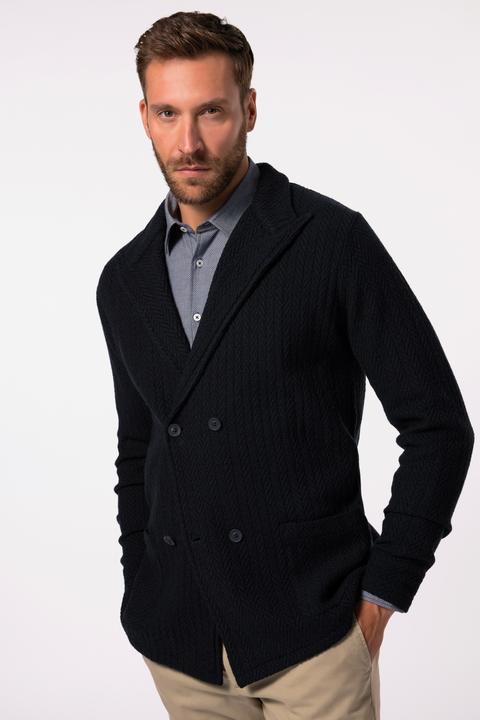Actual product image JP1880 Knitted jacket, double-breasted, lapel, pockets (3XL)