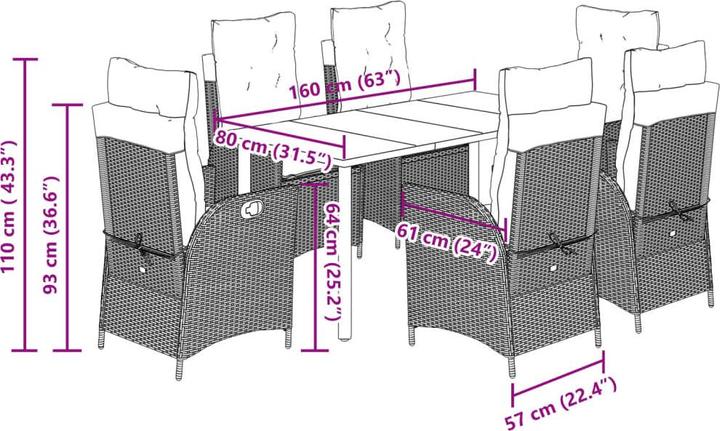 Produktbild vidaXL Garten Essgruppe (160 x 80 x 74 cm)
