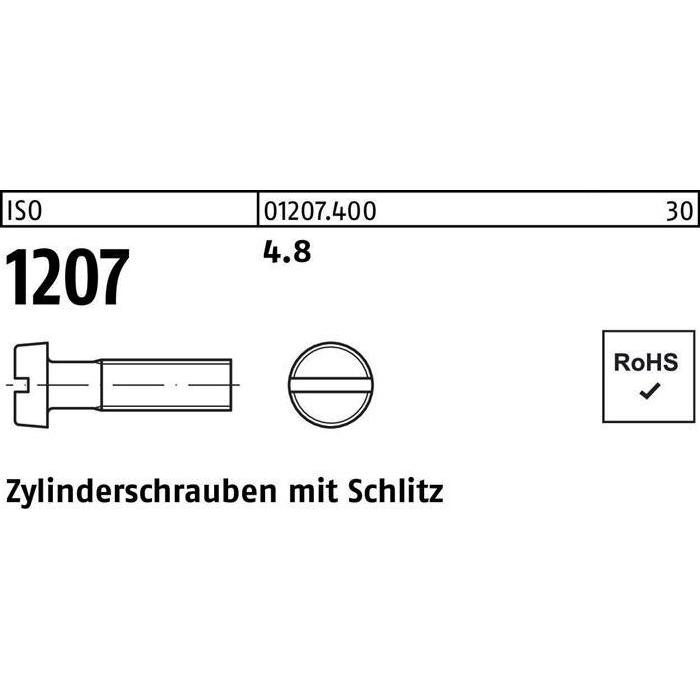 Schrauben, Zylinderschraube DIN 84/ISO 1207 Schlitz M 5 x 45 4.8 (500 Schrauben pro Stück)