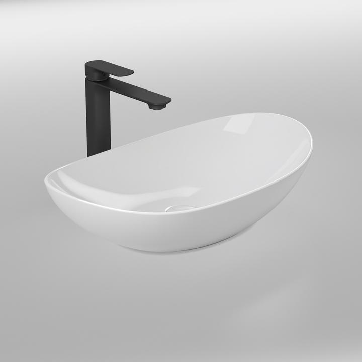 Produktbild Emke Aufsatzwaschbecken Ovales Waschbecken Keramik Waschbecken Waschtisch Weiss Glänzend 615 x 360 x (360 mm, 615 mm)