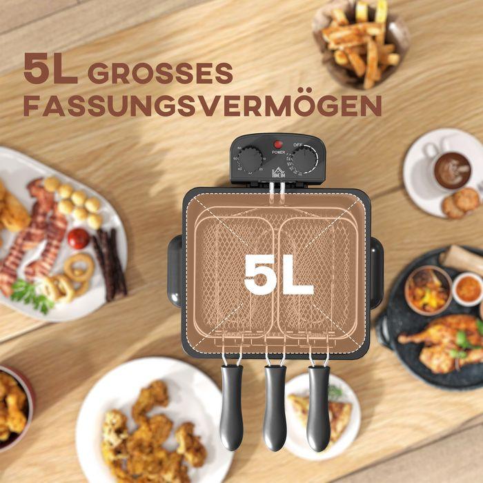 Produktbild Swisshandel24 Fritteuse, 5 L Ölkapazität, Timer, Sichtfenster, 2000W Leistung, Silberfarben