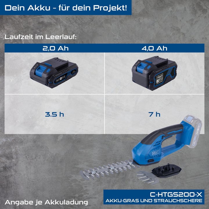Productafbeelding Scheppach C-HTGS200-X accugras- en buxusschaar (bouwmarkt) (Draadloze heggenschaar)