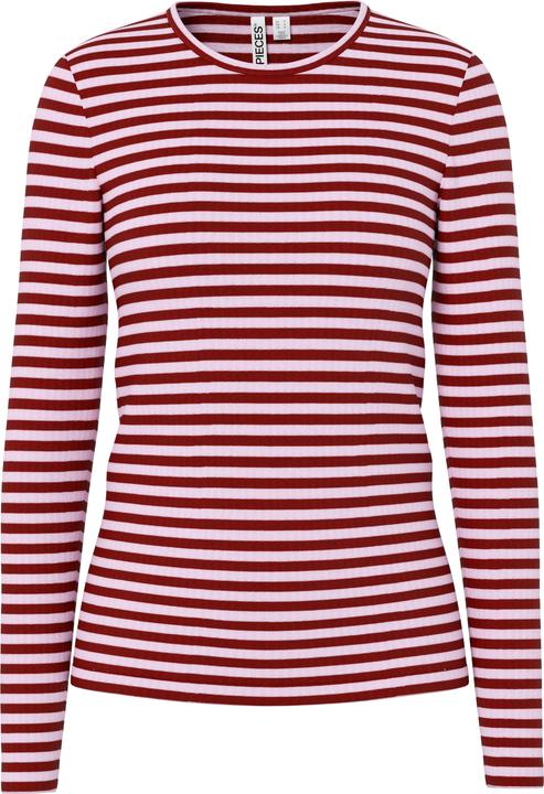 Pieces Gestreiftes Oberteil mit langen Ärmeln