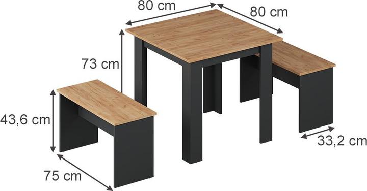 Produktbild Vicco Set Sentio mit 2 Bänken (80 x 80 x 73 cm)