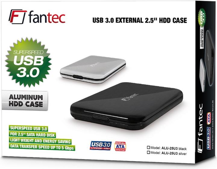 Produktbild Fantec ALU-25U3 CASE SILVER (2.5")