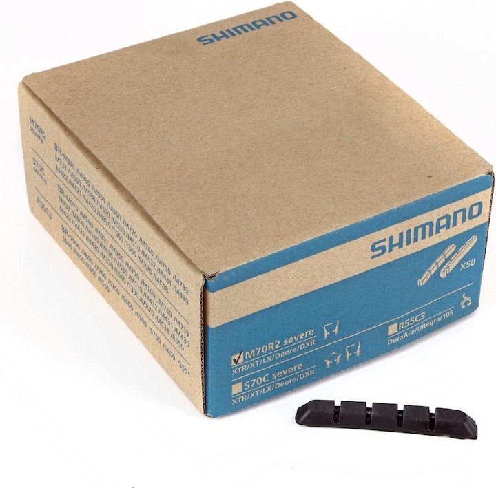 Produktbild Shimano M70R2 Bremsbeläge für Cartridge Bremsschuh für Alufelge (Shimano, Gummi)