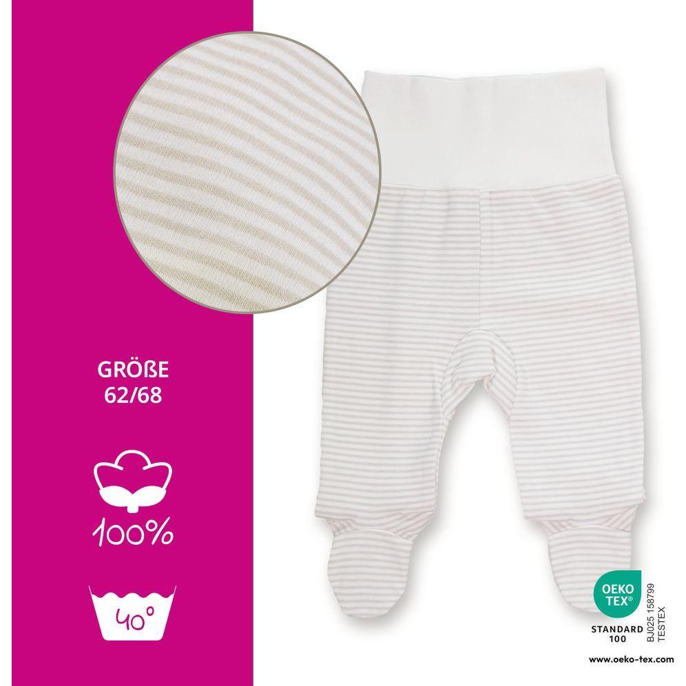 Thumbnail - La Loona, Hosen, LaLoona Babyhosen Strampelhose 2er Pack - Stripes - Light Taupe -, Weiss, (68)