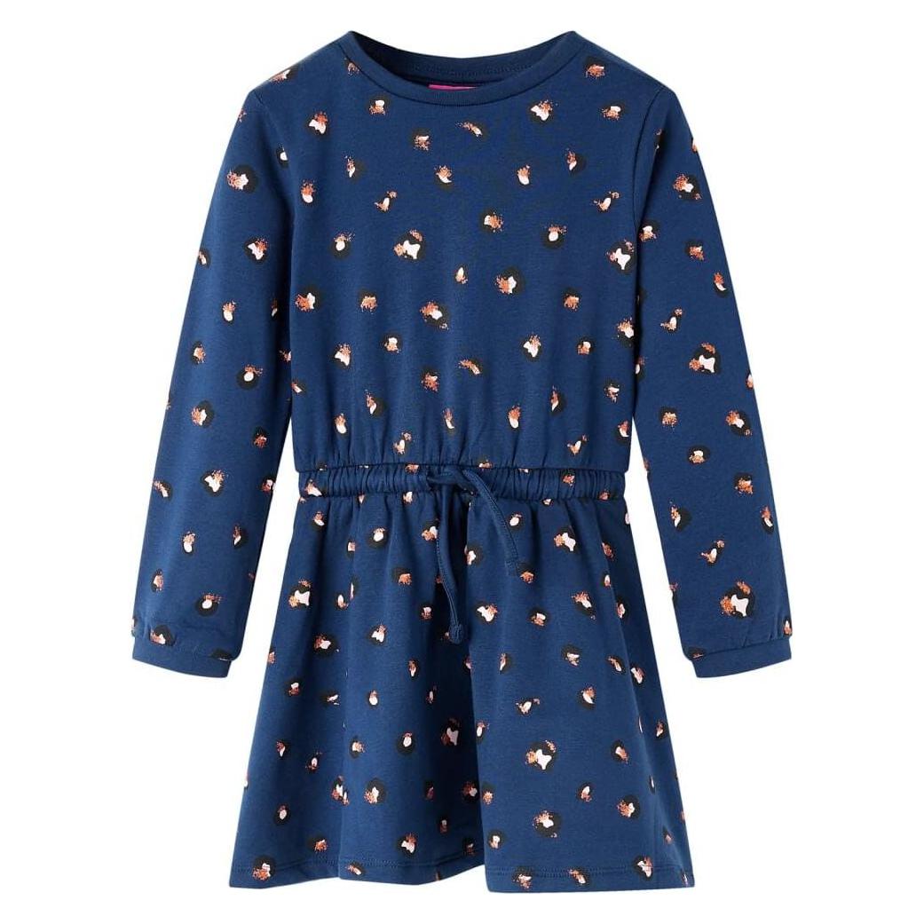 VidaXL, Mädchen, Kleider, Kinderkleid Mit Langen Ärmeln Marineblau 128, Material, 95, Blau, (128)