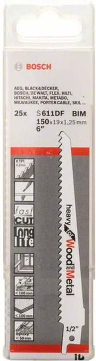 Image du produit Bosch Professional Zubehör PRO Window Demolition S611DF Feuille, 1,25 x 19 x 150 mm, 25 pcs.