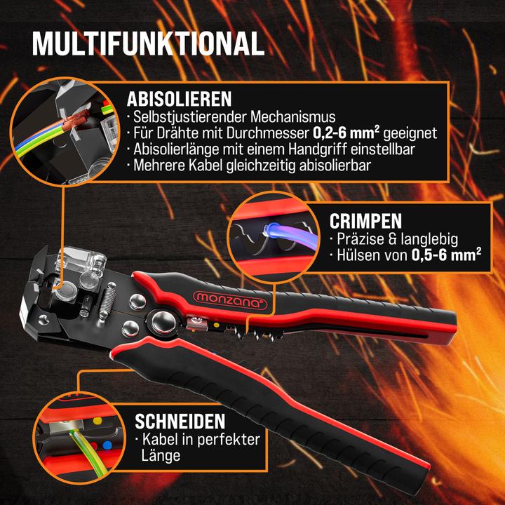 Produktbild Monzana Crimpzange mit Abisolierzange (72 mm)